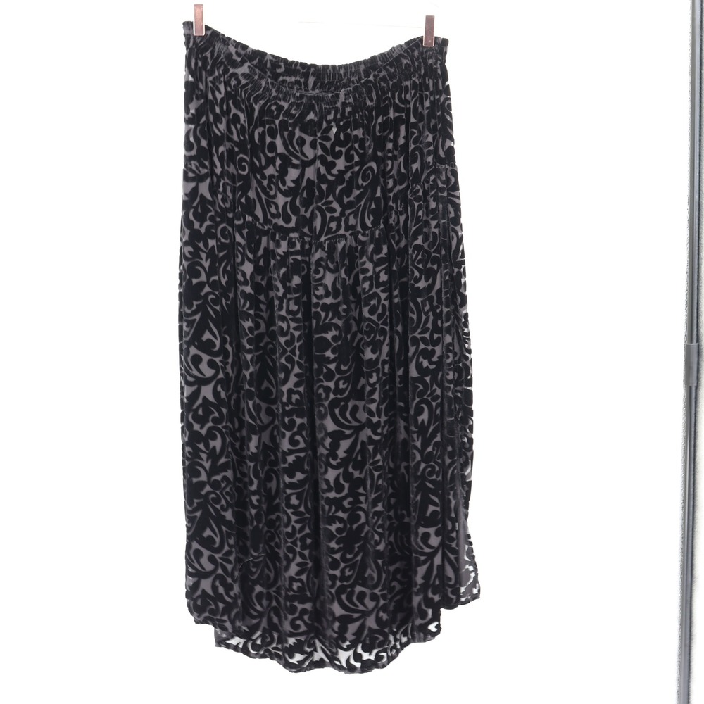 Gerard by Pege Silk Velvet Burnout Skirt Womens L Black Witchy Whimsigoth Boho